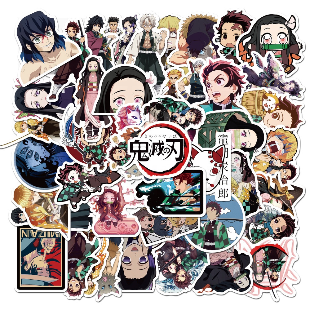 50 шт. kimetsu без Yaiba аниме на клейкой основе для детей скейтборд чемодан ноутбук бутылка для воды с изображением героев из мульфильмов