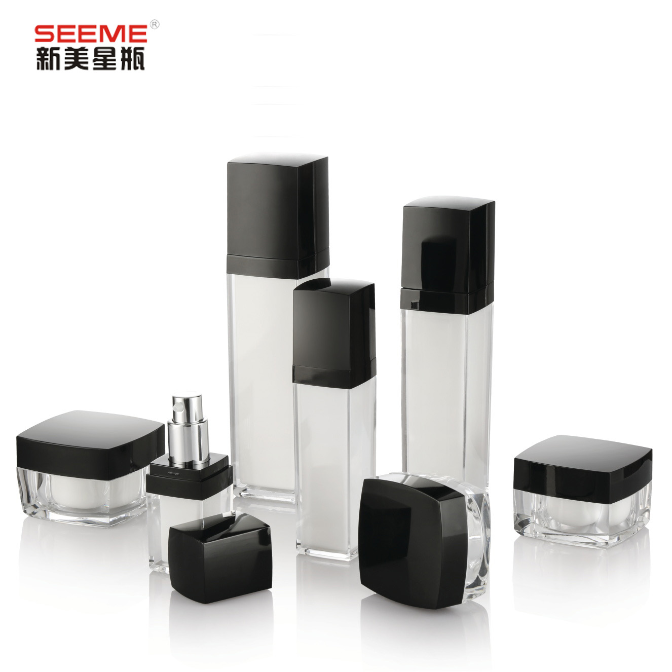 Wholesale 15g 30g 50g plastic square cosmetic jar for eye cream day cream night cream