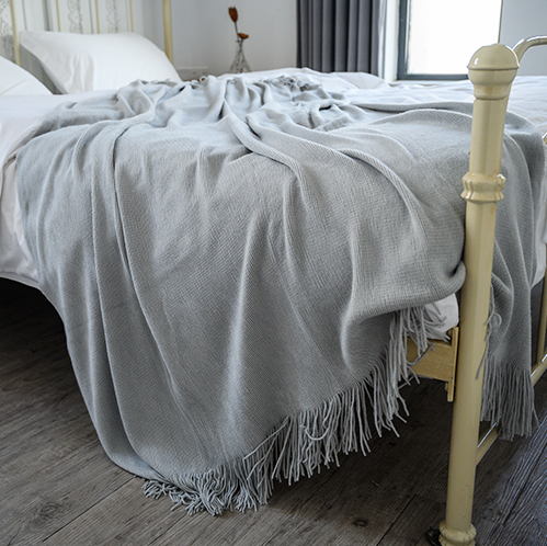 Classic Acrylic Throw Blanket Solid Soft For Sofa Couch Decorative Knitted Throw