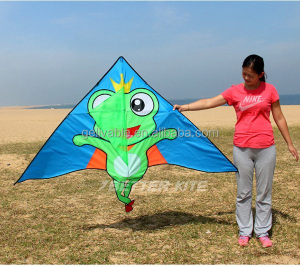 Weifang cartoon lovely large smooth flying children frog triangle kite