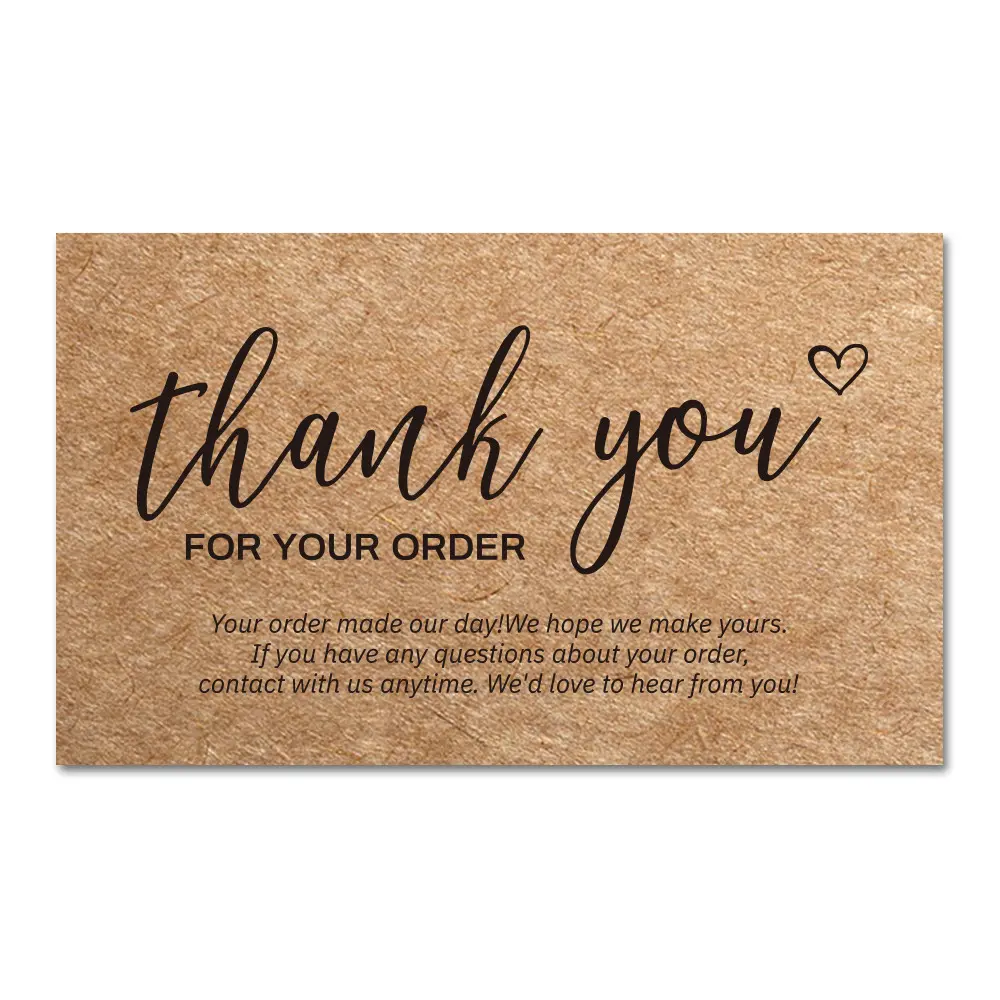 Custom Printing Gift Greeting Paper Card Brown Kraft Paper Business Thank U Greeting Note Card
