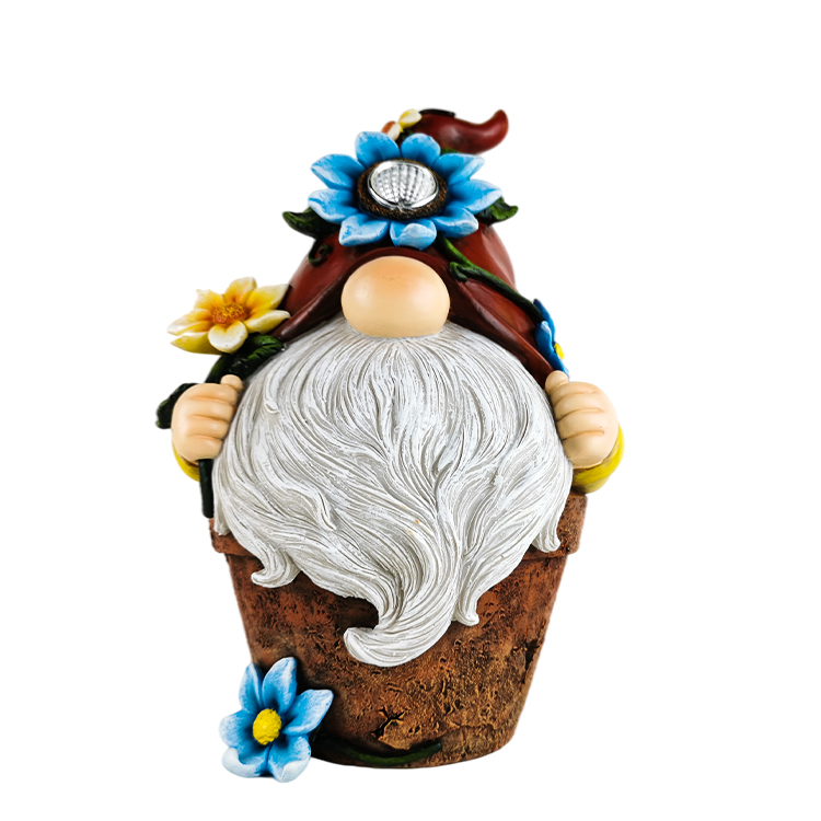 Creative Adorable Outdoor Resin Sculpture Garden Decoration Gnome Garden Decorative lights With Solar Panels Crafts For Gifts