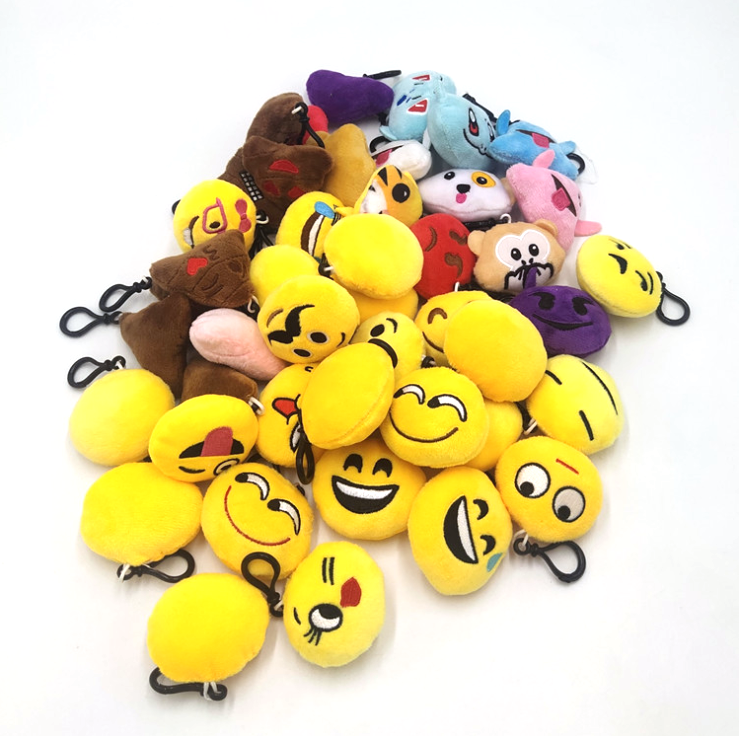 Emoji Keychain Mini Cute Plush Pillows Kids Party Supplies Favors, Emotion Key Chain Toy