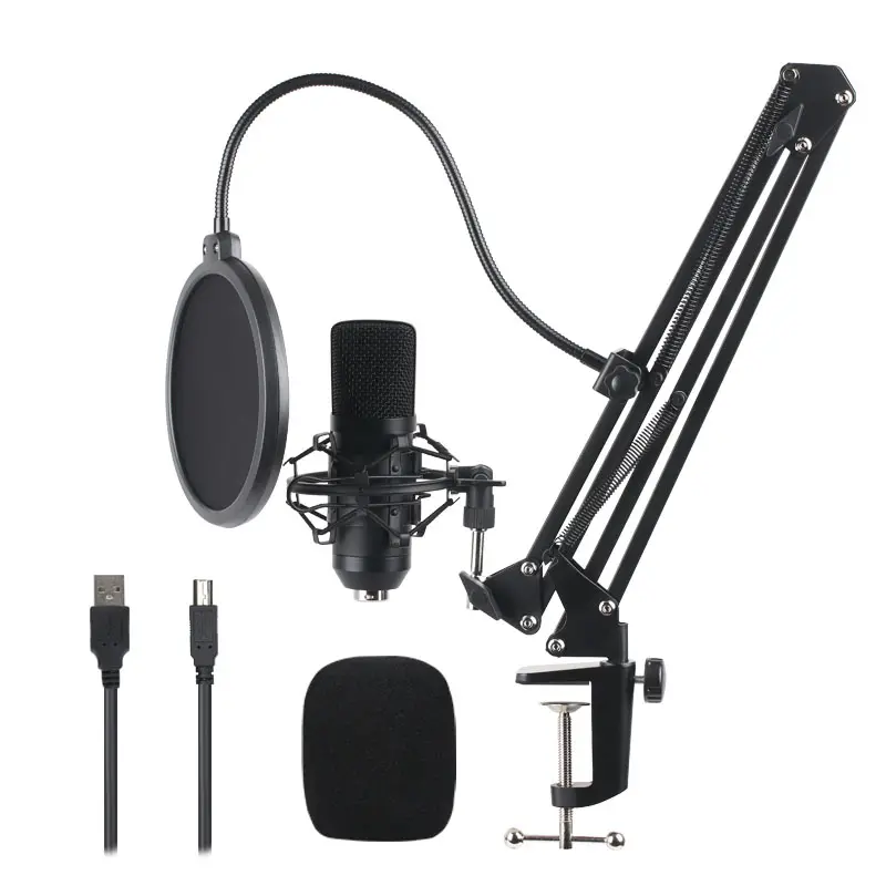 Профессиональный конденсаторный микрофон с ножничной подставкой для студийной записи, проводной микрофон для ПК, микрофон-стрела
