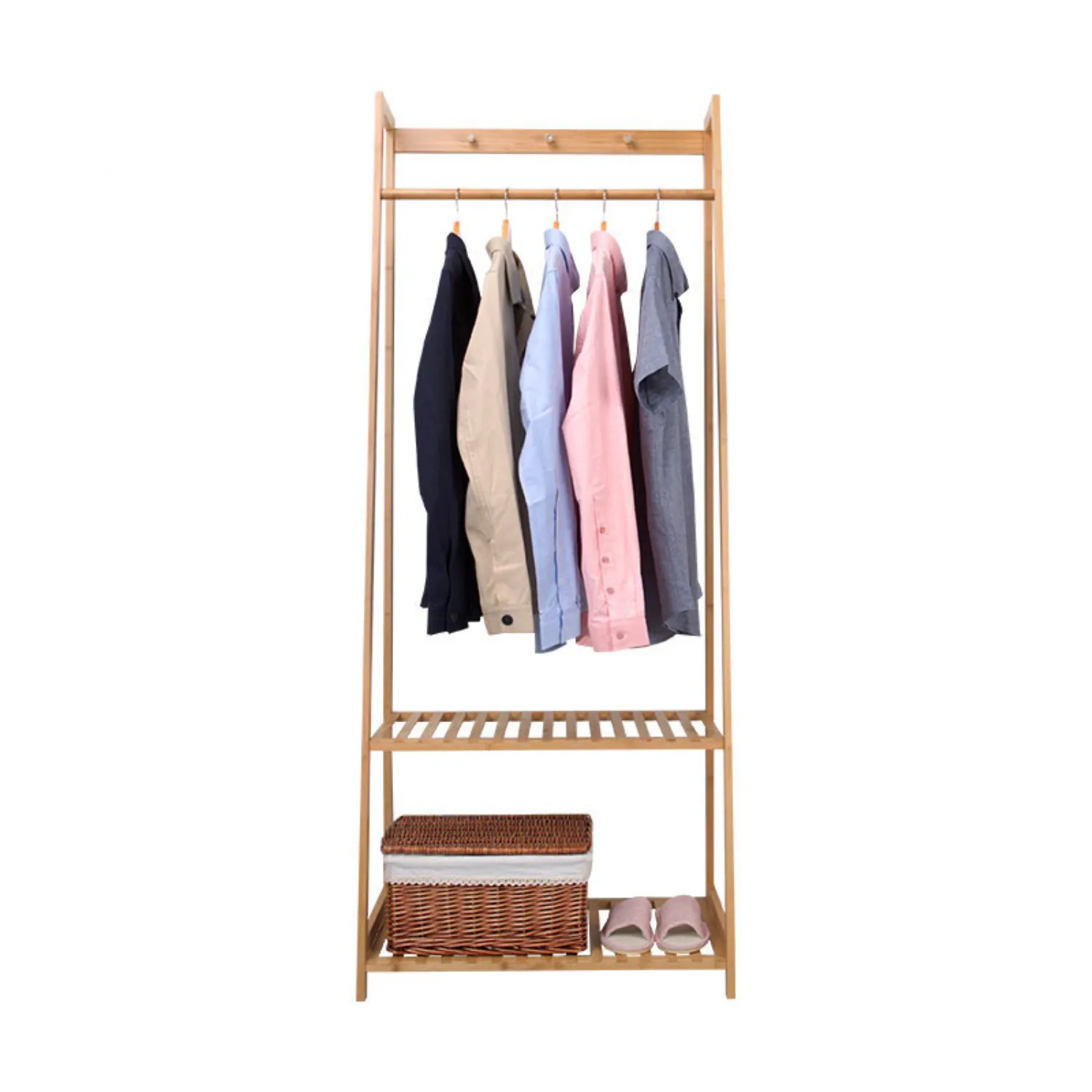 High Quality Modern Bamboo Clothes Simple Hangers Bedroom Rack Household Clothes Hanger Rack