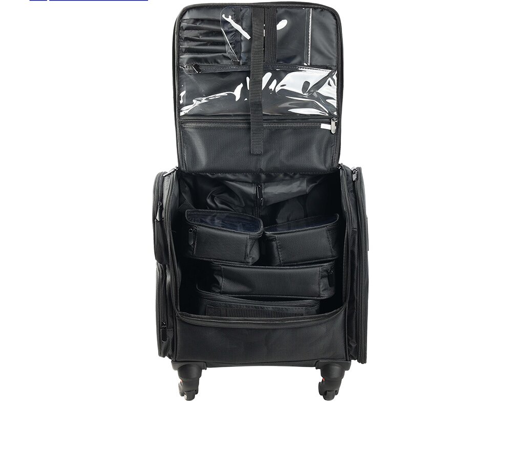 Professional 2 in 1 Oxford makeup beauty cosmetic jewelry artist nail polish case rolling zipper trolley travel train suitcase