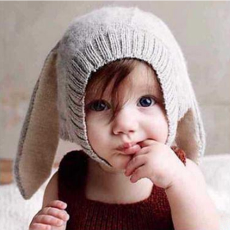 Baby Rabbit Ears Hat Infant Toddler Autumn Winter Knitted Caps for Children Baby Bunny Beanie Hats