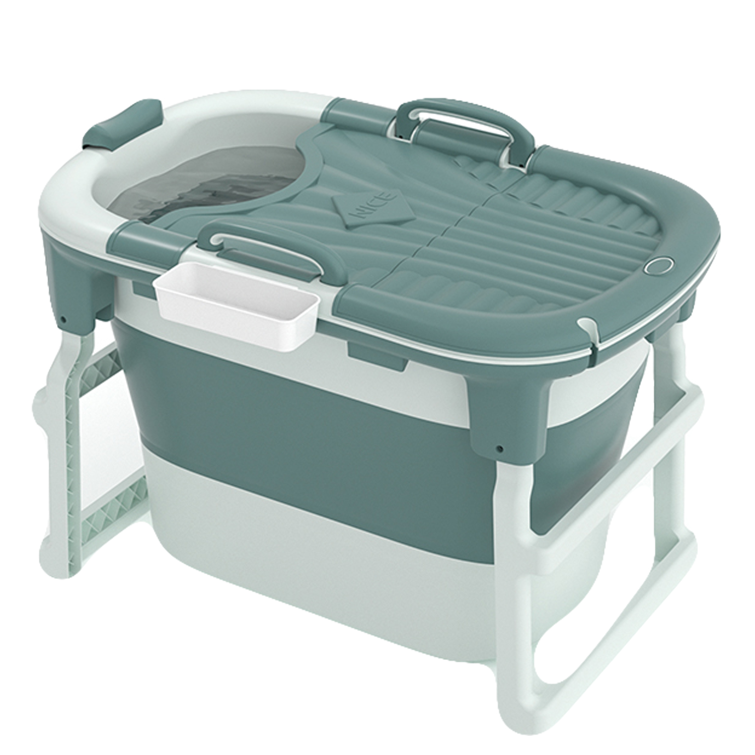 LIKU Foldable Freestanding Bathtubs, Portable Tub Household Bath Basin with Cushion for Adult Bathtub