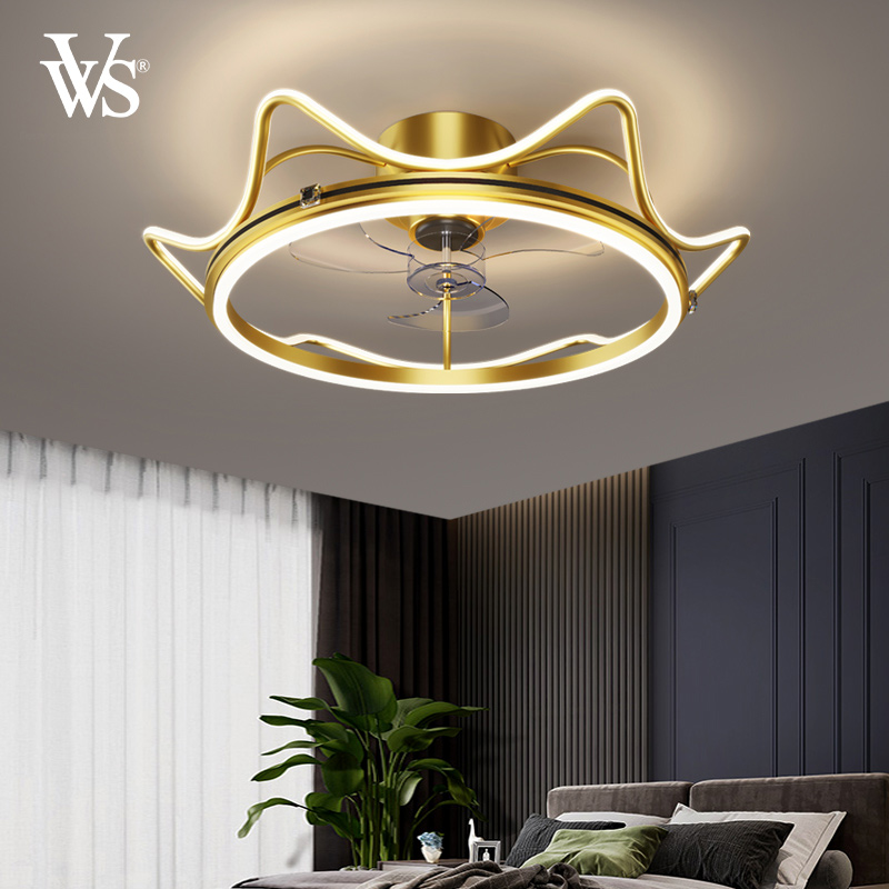 High quality wholesale 50cm 60cm metal dimmable gold led ceiling fan light