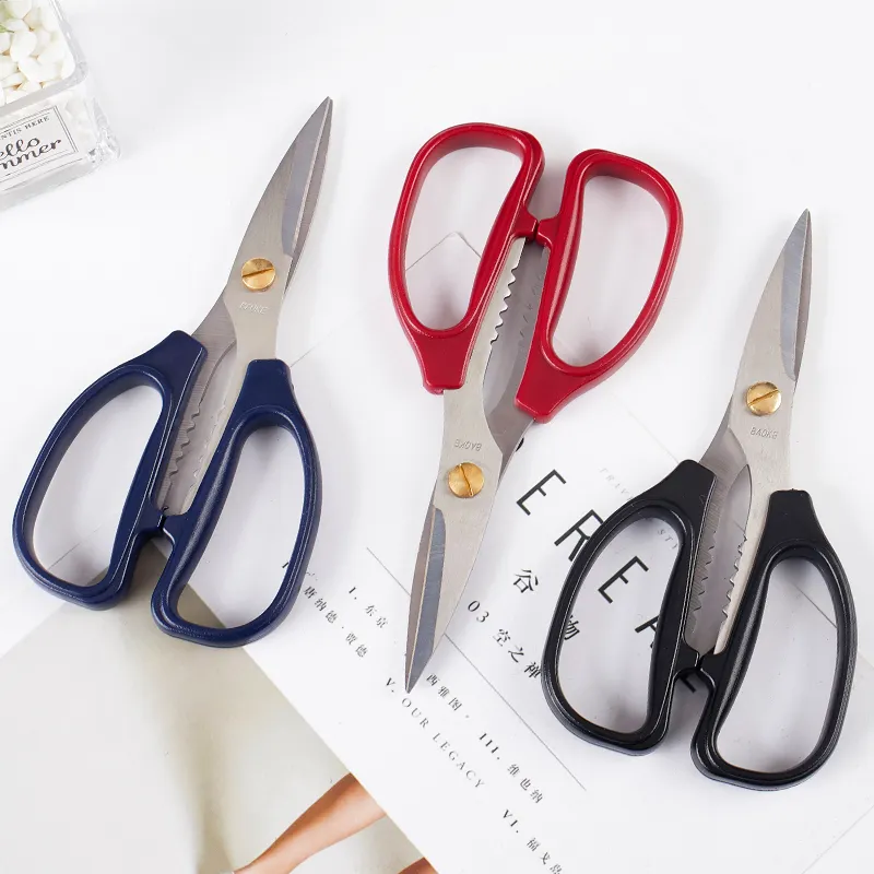 Industrial Plastic Handle Portable Stainless Paper Scissor Custom Paper Cutting Colorful Soft Rubber Grip Paper Scissor
