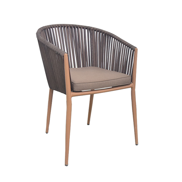 Outdoor Waterproof Patio Wicker Rattan Chair Restaurant Dining Rope Chair With Cushions