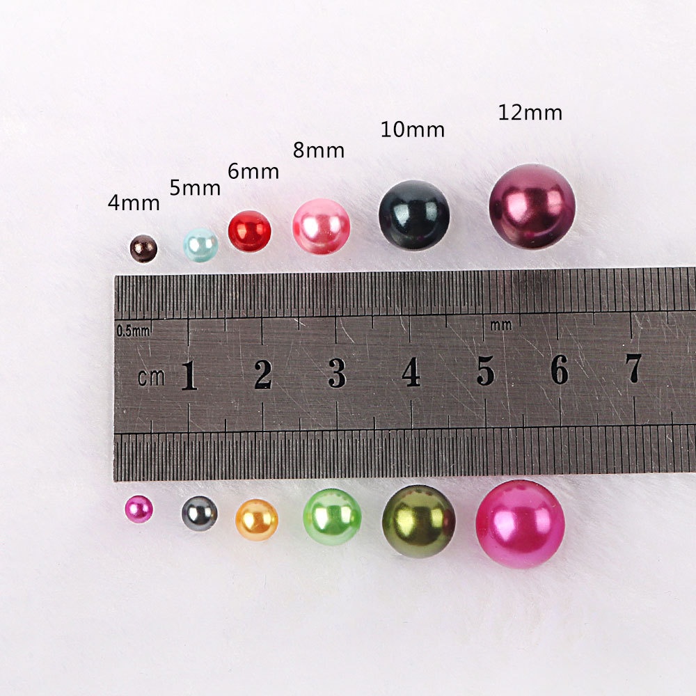 3 4 5 6 8 10 12mm 30 Color Pink Color Pearl No Hole Loose Plastic Beads Round Pearl For Pearl Machine