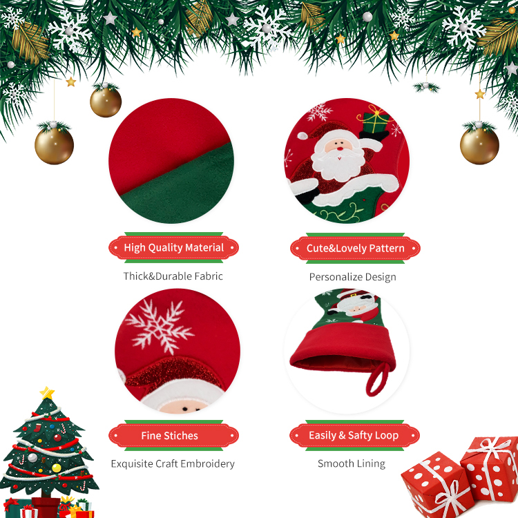 Top Seller High Quality Plush Red Green Personalized Wholesale Santa Snowman Christmas Stockings
