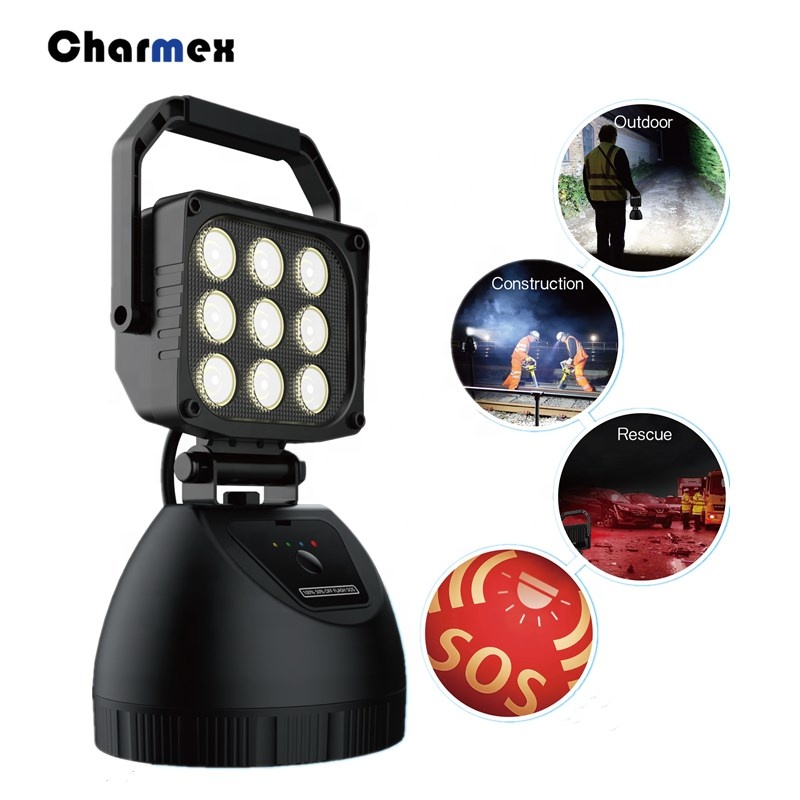 Charmex Новый портативный черный IP67 водонепроницаемый 27 Вт внедорожный светодиодный рабочий светильник перезаряжаемый светодиодный рабочий светильник