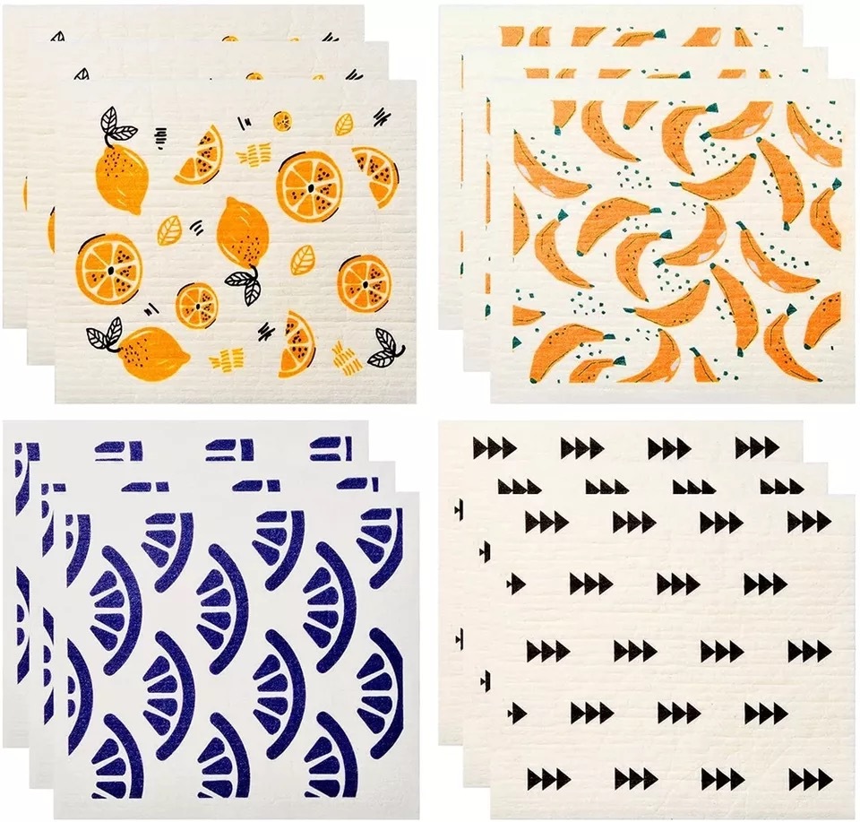 Reusable Kitchen Cleaning Cloth Cotton Cellulose Sponge Swedish Dish Cloth Set for Kitchen