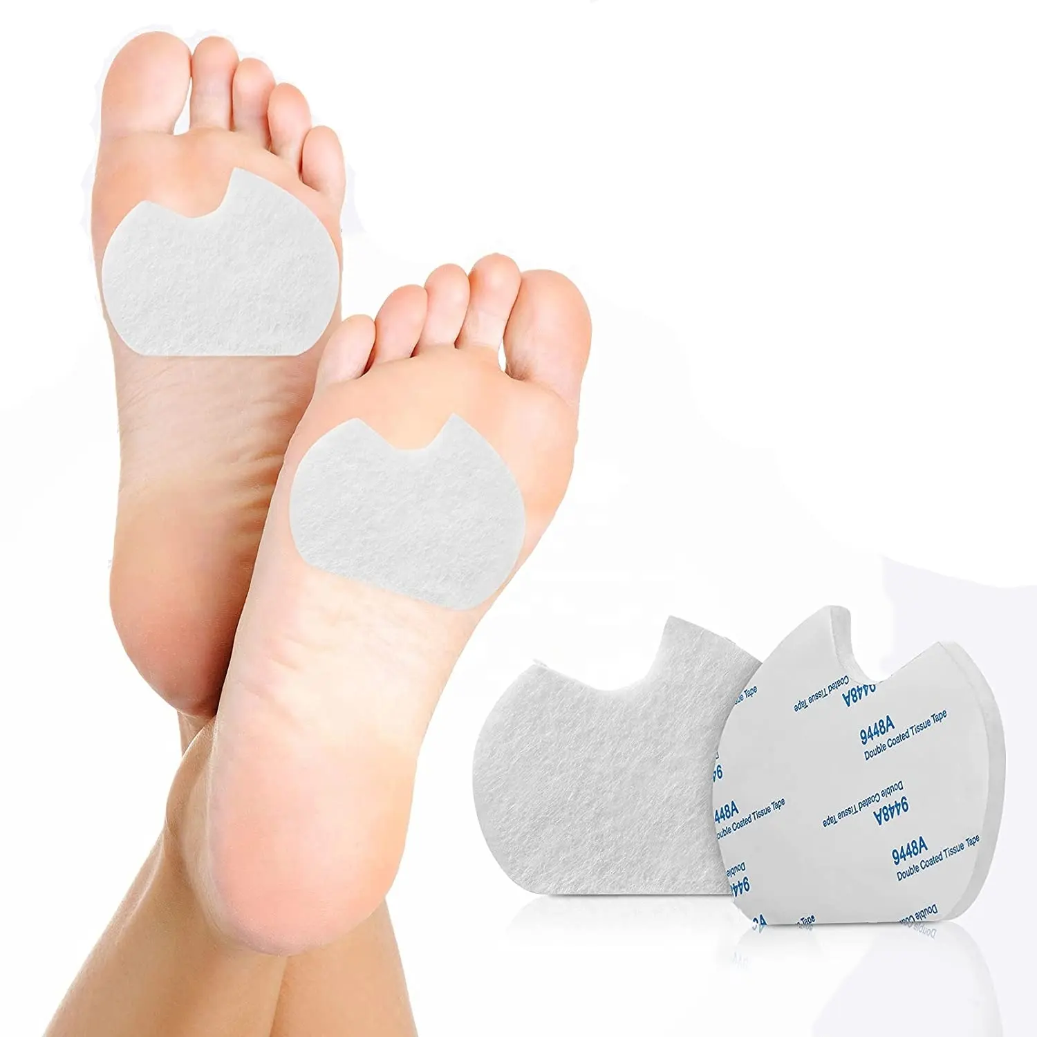 Self-adhesive White Soft Wool Felt Dancer Forefoot Sesamoid Foot Cushion Pads for Dancing Running Sports Pain Relief