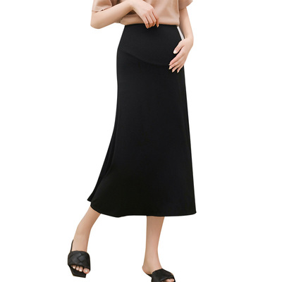 2021 Maternity dress Bust skirt Modal mid-length temperament show lean mom high-waisted belly a-line skirt