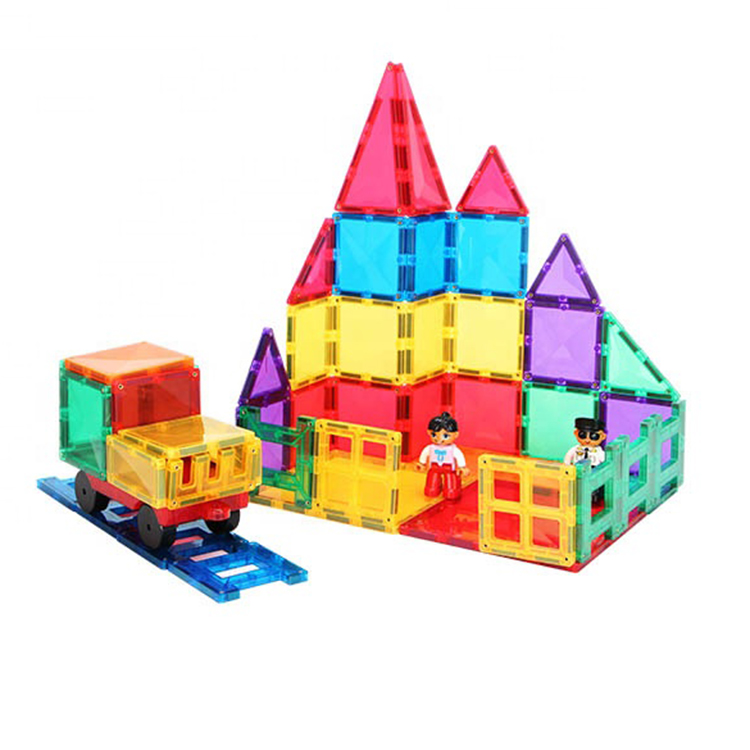 Wholesale high quality 100pcs big strong magnetic building tiles shape tiles educational toy sets for 3+ kids
