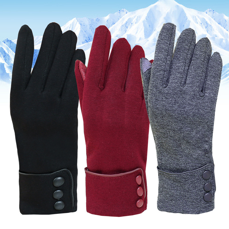 Winter riding thickened warm fleece does not fall fleece touch screen women's outdoor fleece gloves in winter