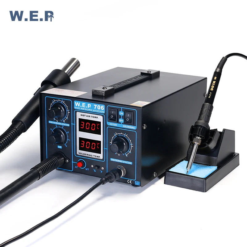 WEP 706 2 In 1 Blower LED Professional Repair Machine Hot Air Soldering Solder Smd Rework Station