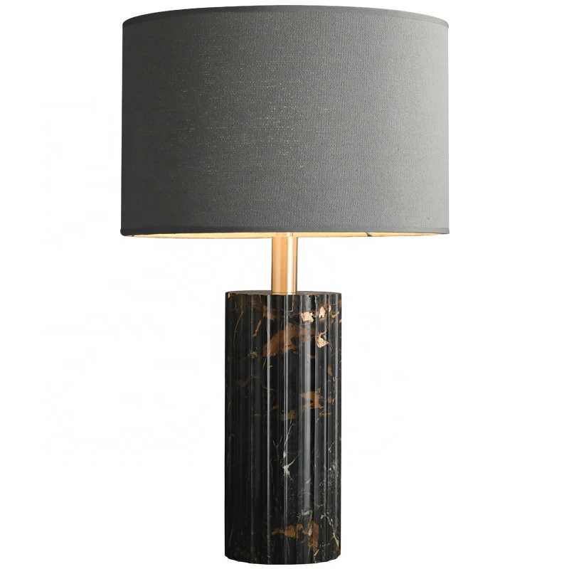 Light luxury modern bedroom lamp cloth art lampshade Marble Base Table Lamp hotel bedside table lamp
