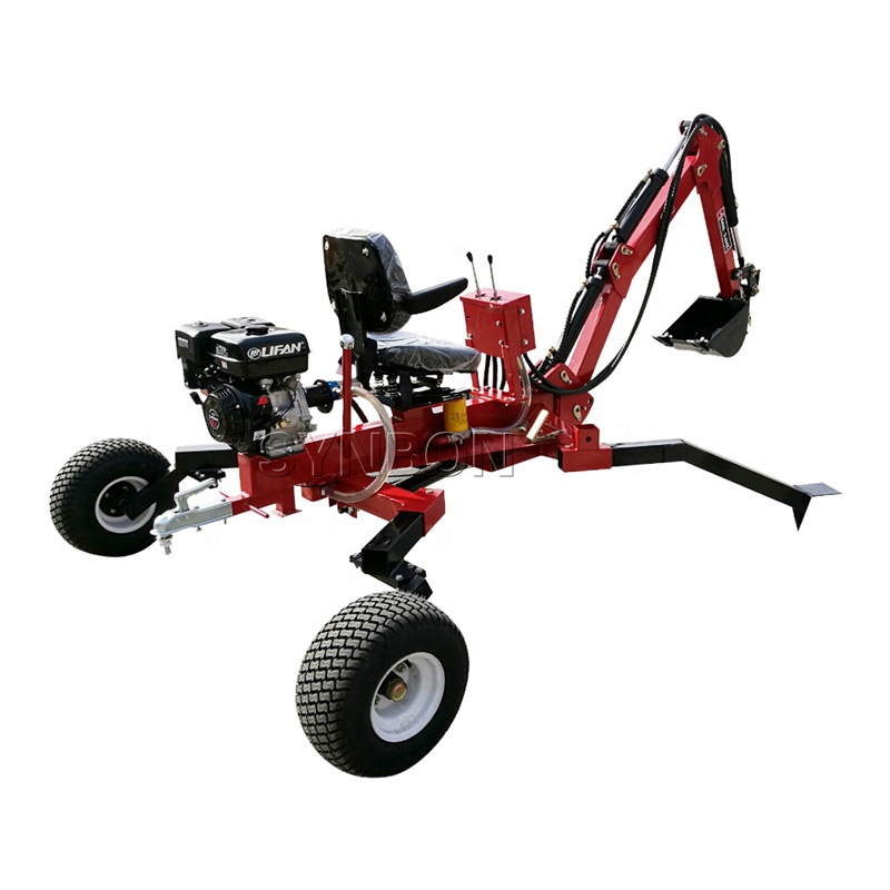 China Manufacture Mini 9HP Gaslione Engine Towable Backhoe Wheel Loader Smail Backhoe Trailed Excavator Portable Digger