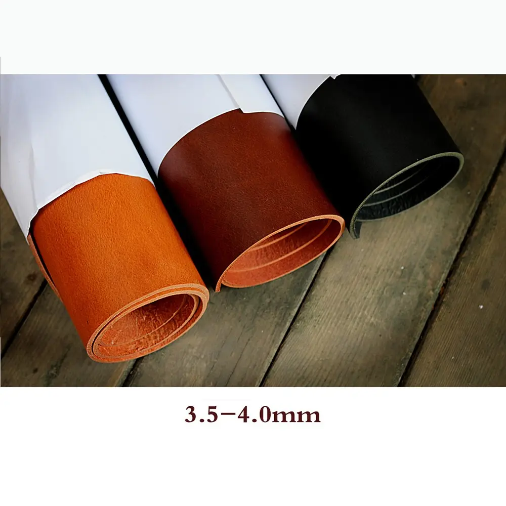 3.5-4.0mm Stiff Cowhide Leather Vegetable Tanned First Layer Buffalo Leather for Belt Shoes Bag Furniture