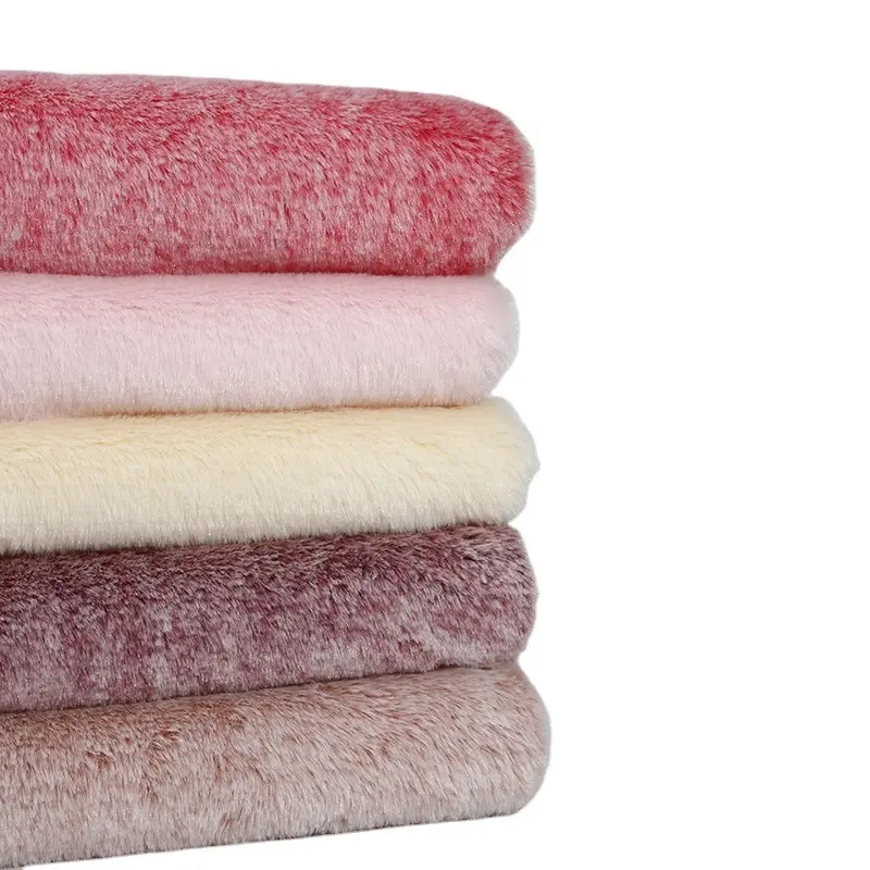 Custom fabric long pile rabbit hair fur fabric two tone fur fabric for bags dog bed toys