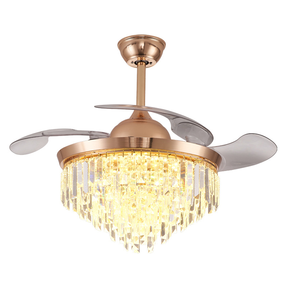 High Quality Ceiling Fan Lights Modern Crystal With Remote Control Invisible Fan Blade