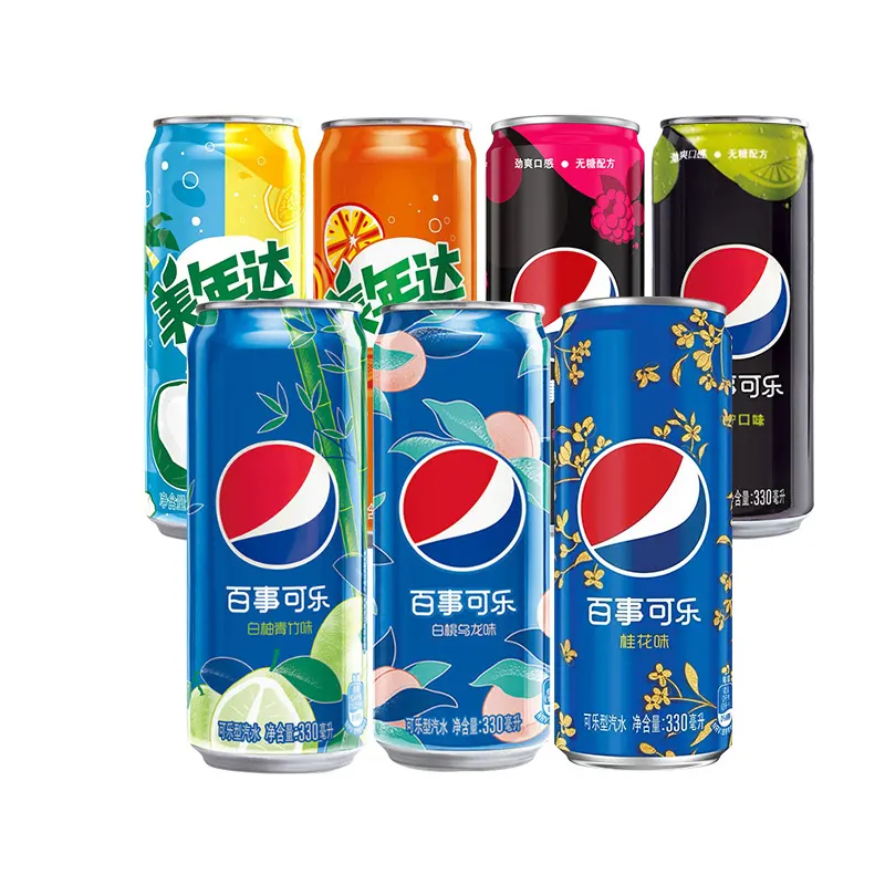 Wholesale  Pepsi Cans Carbonated Drinks 330ml White Pomelo Green Bamboo White peach Oolong Flavor Exotic Soft Drinks