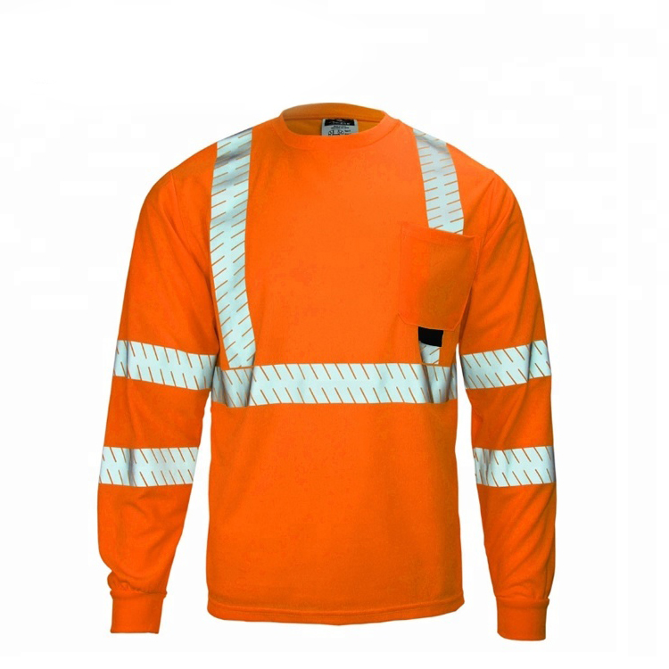 Изготовленные на заказ с длинным рукавом Hi Vis рубашка светоотражающие полосы безопасности футболки Защитная Рубашка Одежда