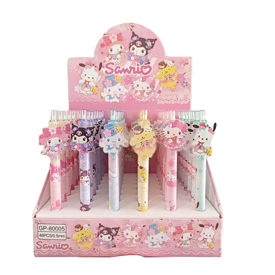 XUX 48 pcs/box Kawaii Kuromi Melody Series Student Pens Smooth Writing Supplies 4 Colors For Stationery School