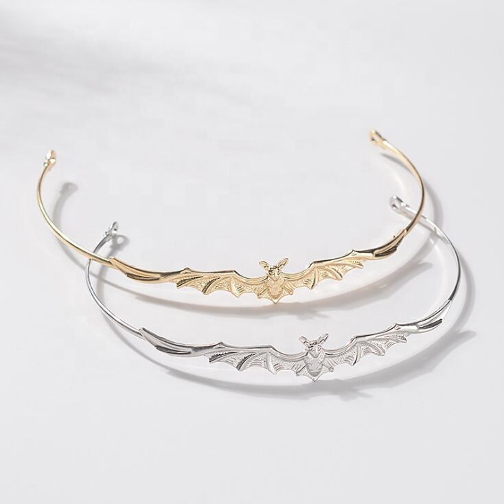 Baroque Punk Metal Bat Shape Bridal Tiaras headband Wedding Hair Accessories Vintage Alloy Pageant headband Bride Headpiece