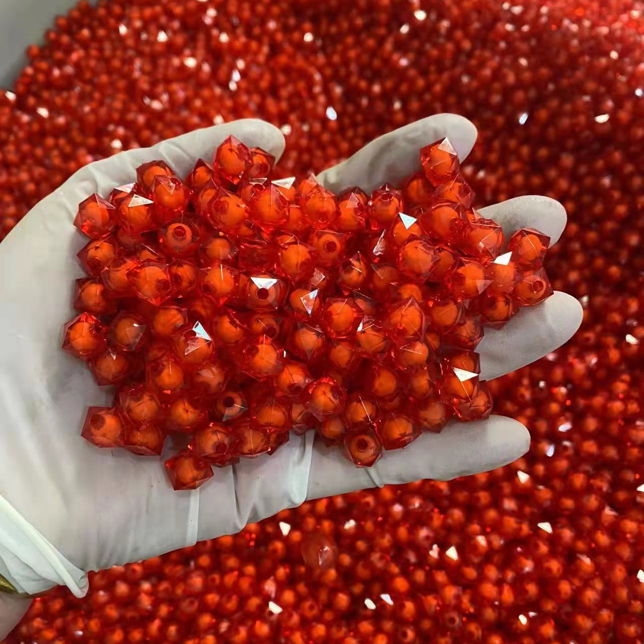Super AA Grade Acrylic plastic Beads 8mm 10mm Square Shape Sugar beads Transparent Faceted Round Acrylic Beads