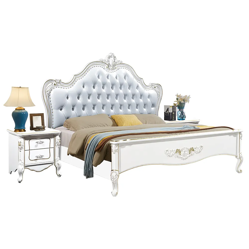 Luxury Bedroom Furniture Set Factory Price Modern Nordic Wooden Antique Bed