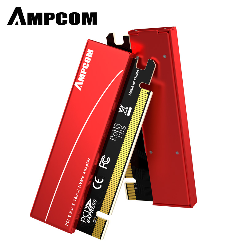 Адаптер AMPCOM M.2 M Key Nvme SSD к PCI-E, PCI Express X16 карта с алюминиевым корпусом, поддерживает Windows 7/8/ 10