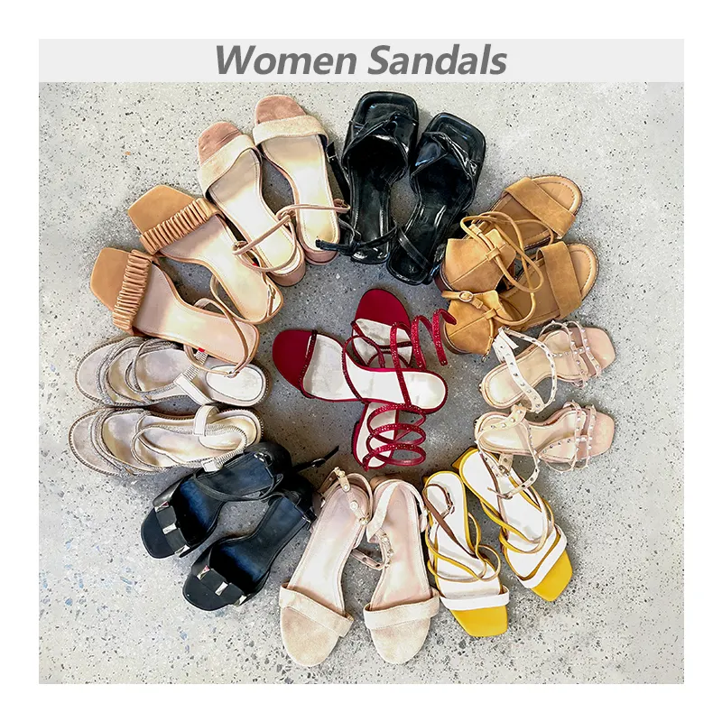 fancy women sandals second hand fashion used flat sandals for women and ladies