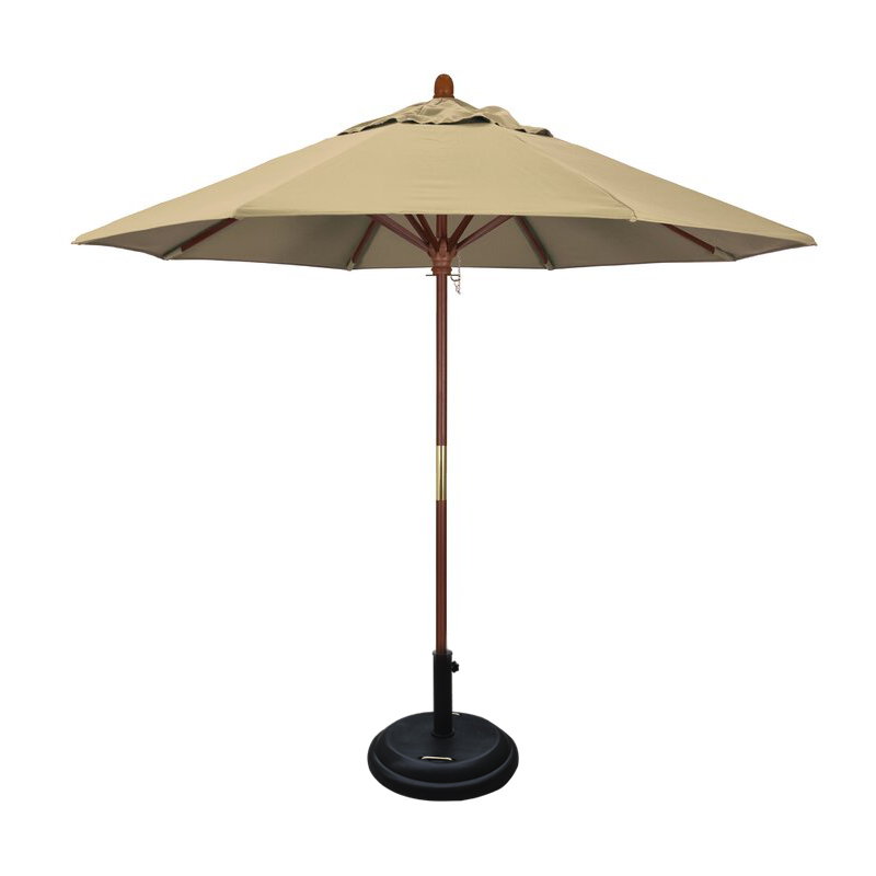 Quality portable vintage beach umbrella 2m cotton beach canopy umbrellas wooden pole beach umbrella with tassels parasol ivory