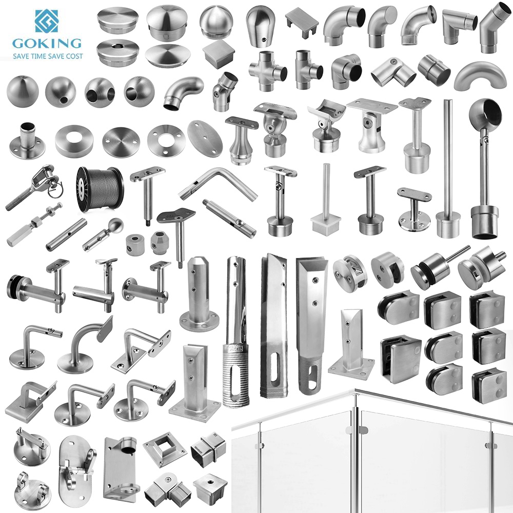 stainless steel adjustable stairs balustrade railing fitting glass profile handrail accessories