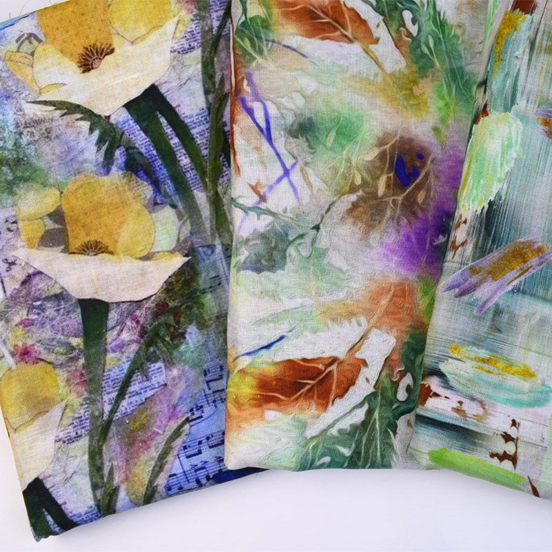 Soft Touching Organic Custom Digital Print Fabric Silk Linen Fabric For Tablecloth Garments Silk Linen Fabric