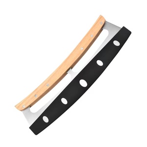 Professional stainless steel pizza peel heavy duty pizza wheel cutter rocker with black silicone protector for blade