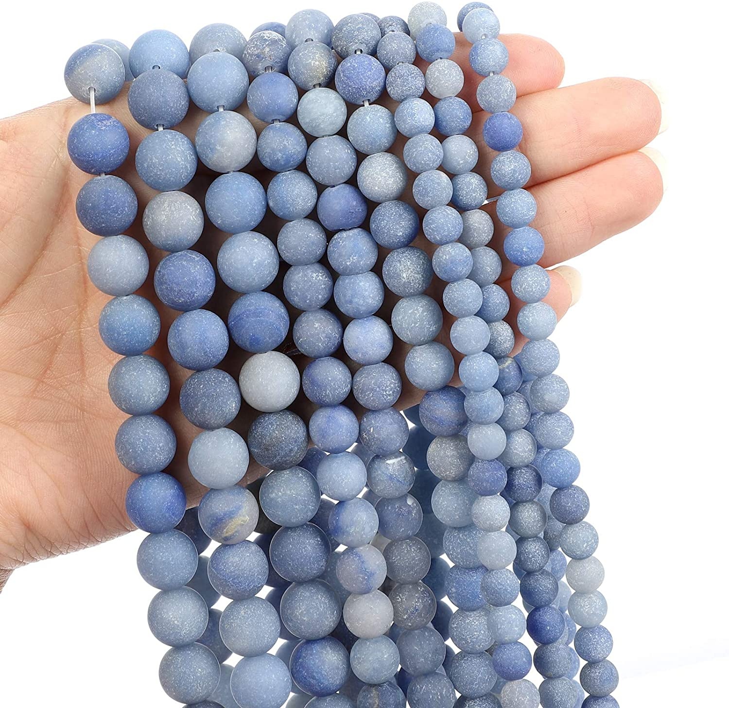 Natural Blue Aventurine Gemstone Loose Beads,Matte Round Crystal Energy Stone,Healing Power Beads for Jewelry Making