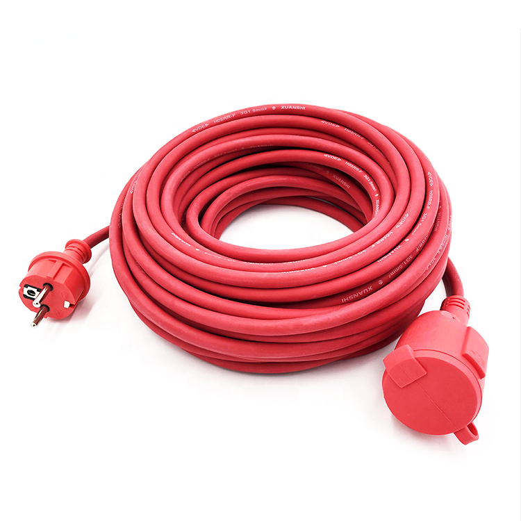 20 м красный Европейский Штепсель H05RR-F, 3G, с функцией 1.5mm2 водонепроницаемый IP44 напольный резиновый Удлинитель силовой кабель
