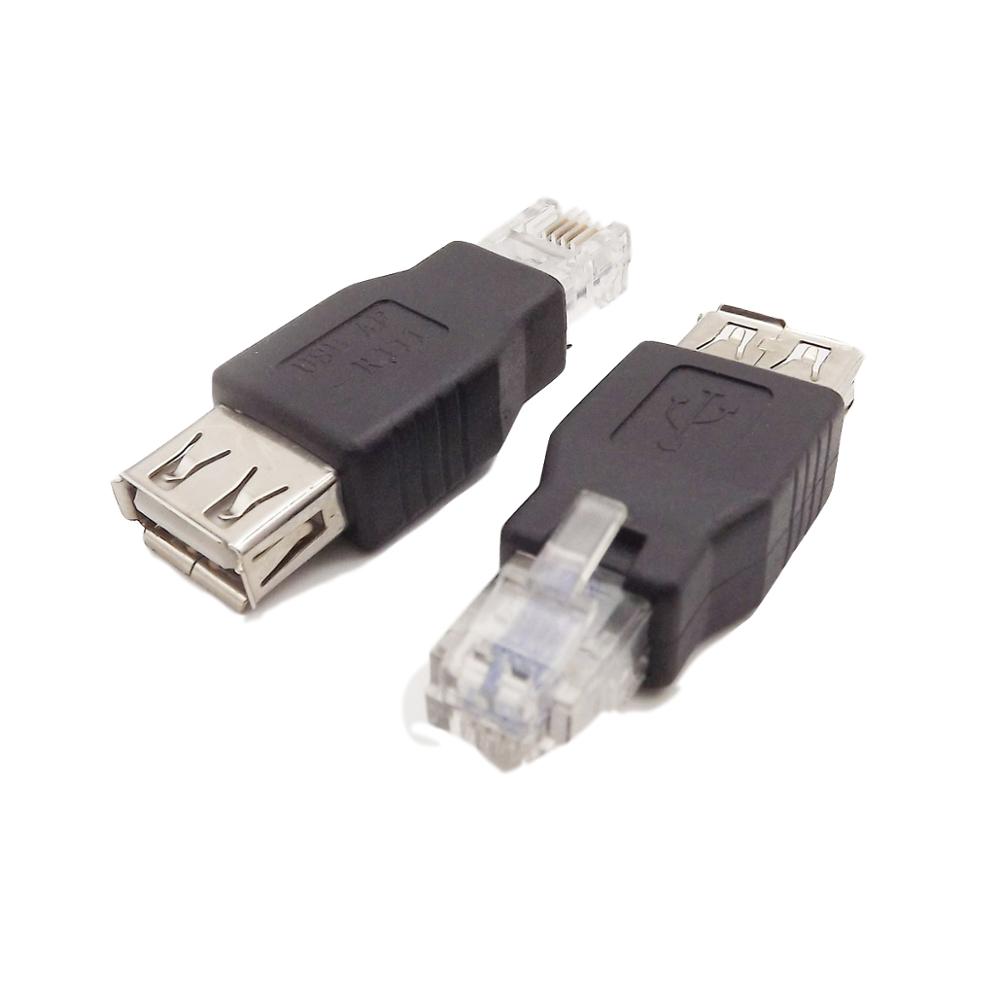 USB 2.0 Type A Female To RJ11 4 Pin 6P4C Male Ethernet Network Phone Connector Converter Adapter