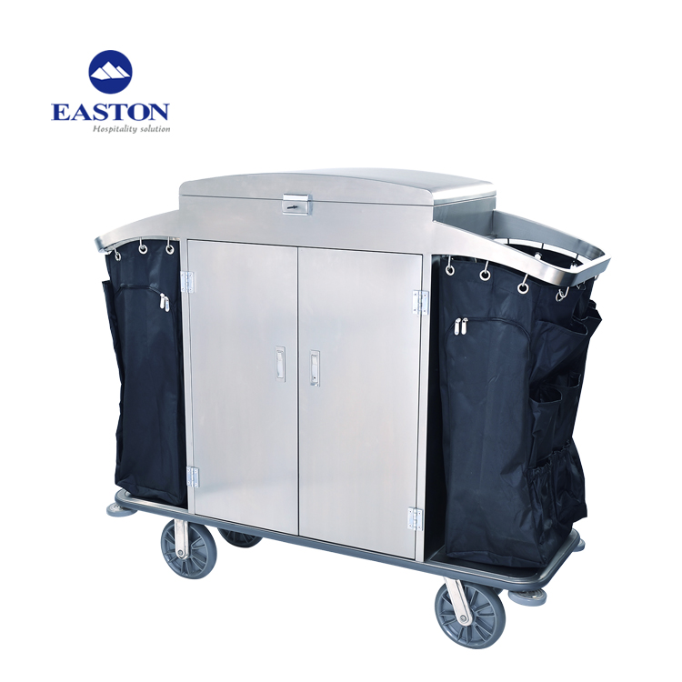 Easton высокое качество 2 прочные сумки из нержавеющей стали Тележка для уборки, тележка для горничной