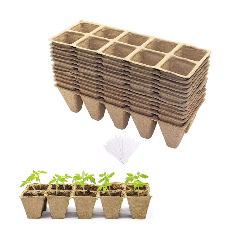 Disposable Biodegradable Paper Pulp Seeding Cup Square Garden Plants Peat Pots Environmental Seedling Pot Flower Planting Pot