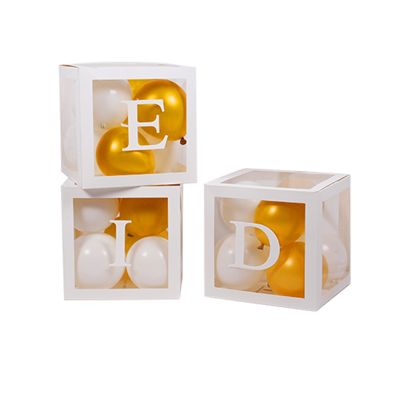 Transparent Rose Gold Box with EID Letters Stickers Ramadan Kareem DIY Decoration EID Mubarak Muslim Islamic Supplies