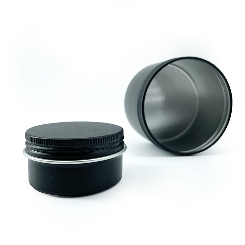 Hot Sealed Aluminum Cosmetic Jar Shape Tin with Screw Lid Portable Makeup Black Aluminum Jar 120 Grams
