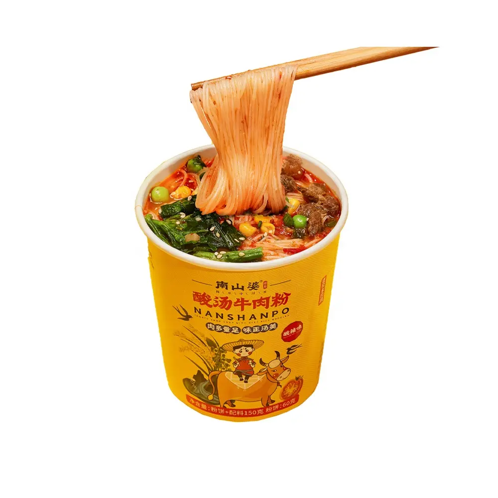 NANSHANPO Manufacturing Bulk Noodle Chinese Supplier Fast Food 5 minutes Beef Flavor Cup Instant Noodles