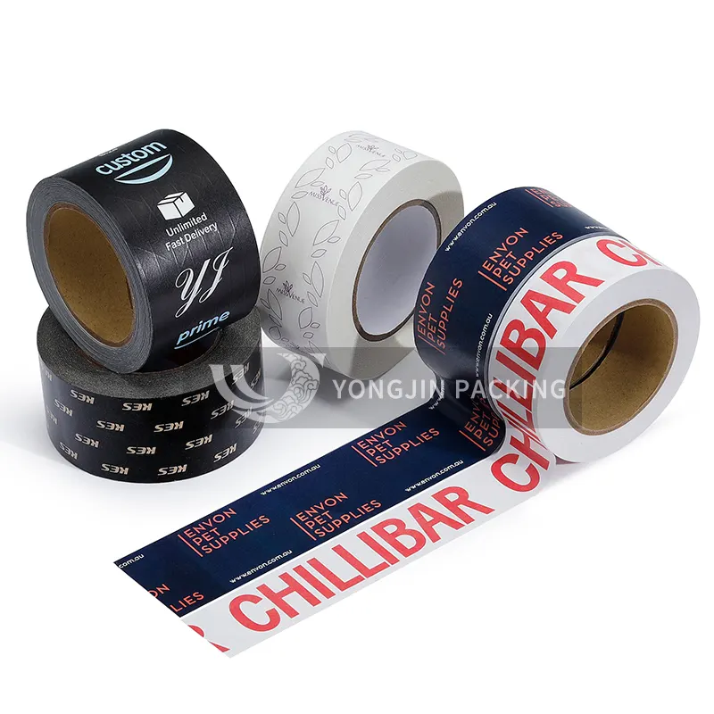 free samples custom logo printed kraft paper black adhesive tape